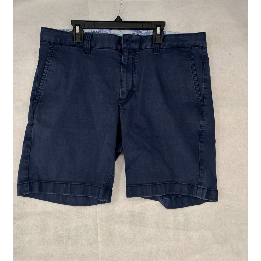 Tommy Bahama Navy Chino Shorts Mens 32x7.5 Cotton Blend Flat Front Preppy
